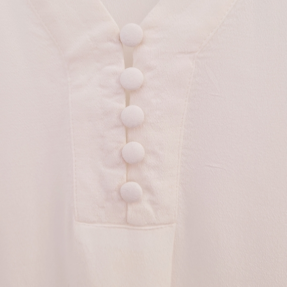 Roz & Ali Long Sleeved Button Detail Sheer Rayon White Blouse Size L - Picture 6 of 7
